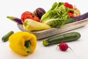 verduras: tomates, pimientos, calabacines, rábanos