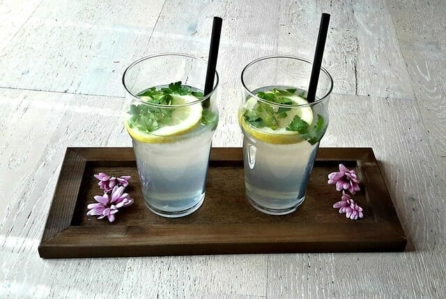  dos vasos de agua con limón